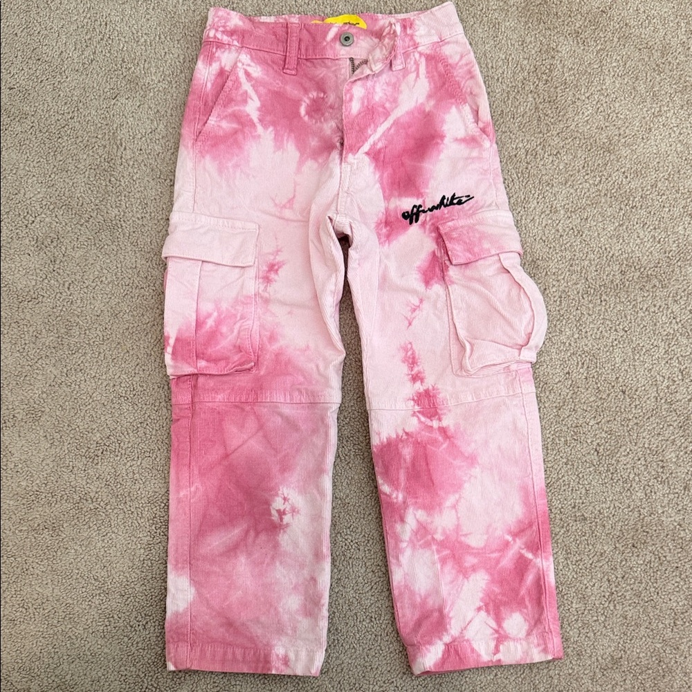 Off-White Kids Pink Tie-Dye Cargo Trousers